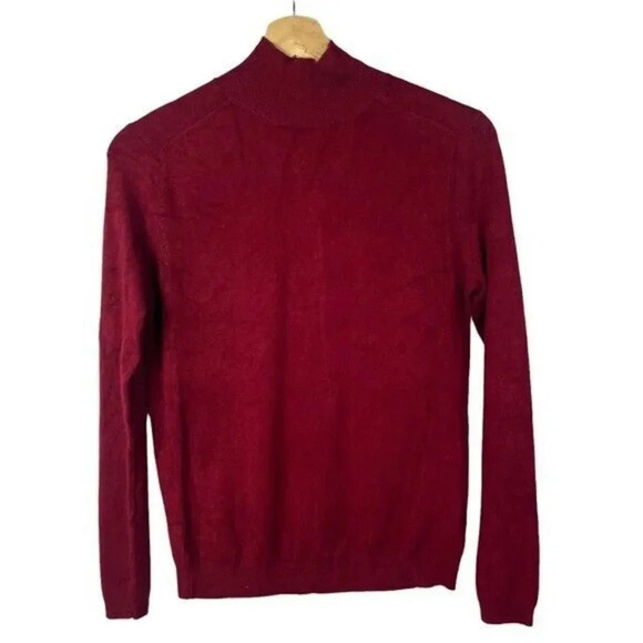 Zara Knit Red Mock Neck Full Back Exposed Zip Pullover Sweater S - Picture 1 of 4